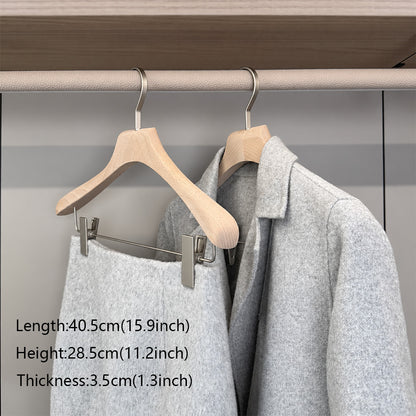 Solid European Beech Wood Hangers for Suits, Coats, Pants & Skirts