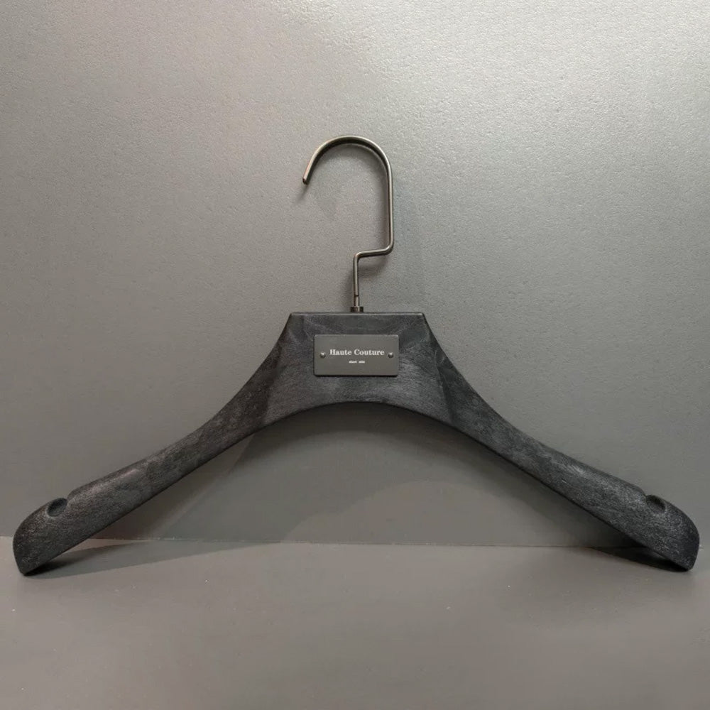 Custom Logo Solid Resin Hangers with Metal Plate for Boutique Clothing Stores