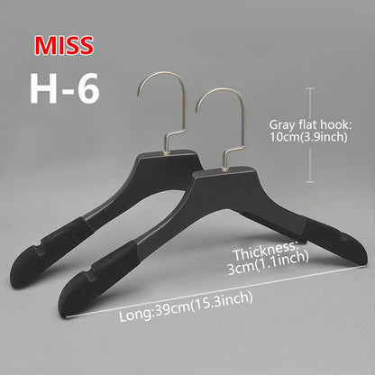 Premium Non-Slip Wooden Hanger - Black Matte Velvet Shoulder Hanger with Pant Clips