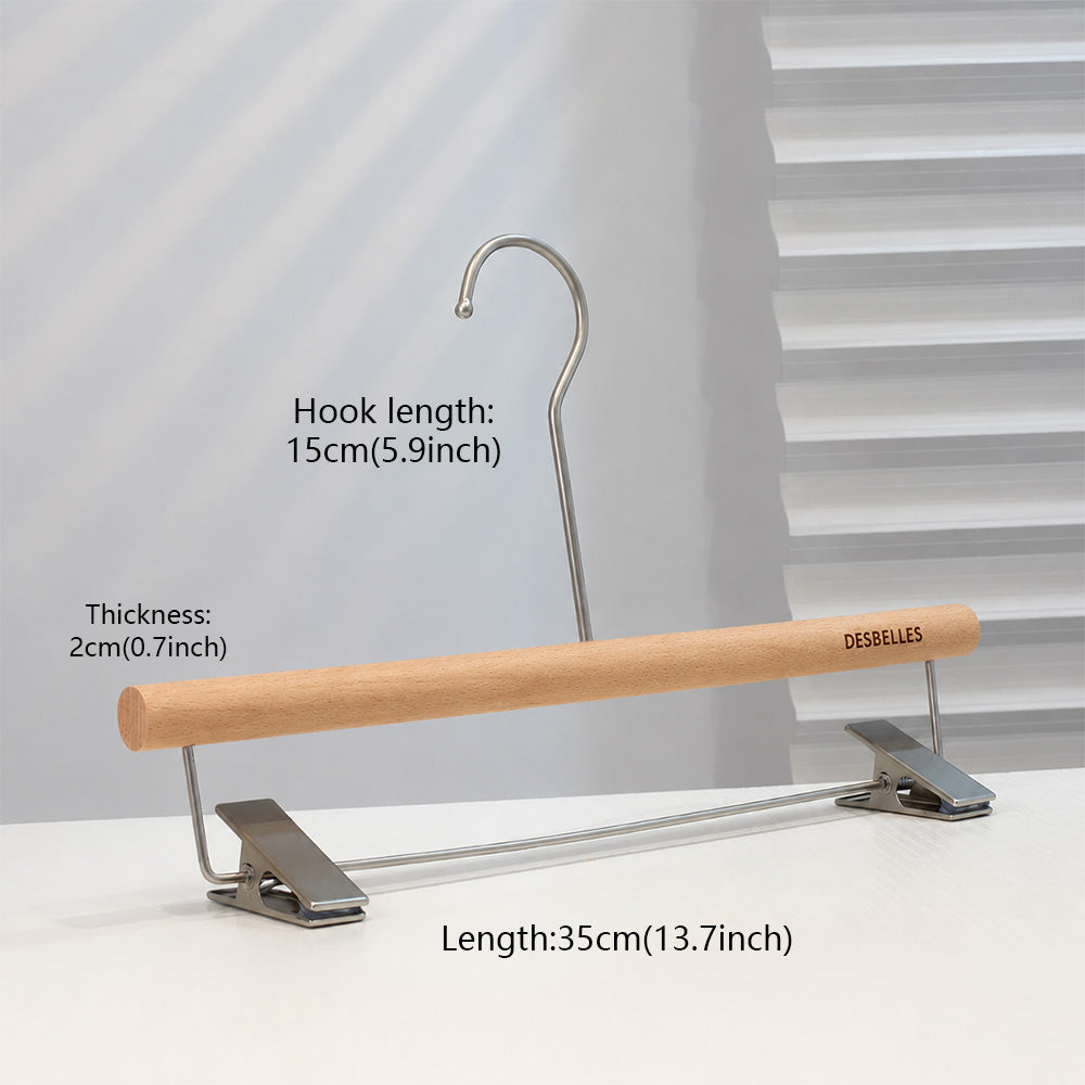 Beech Wood Clothes Hangers with Pants Clips and Custom Logo for Retail