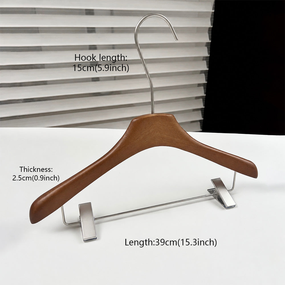 Wholesale Walnut Lacquered Wooden Hangers for Coats, Shirts, Suits & Trousers | OEM Custom