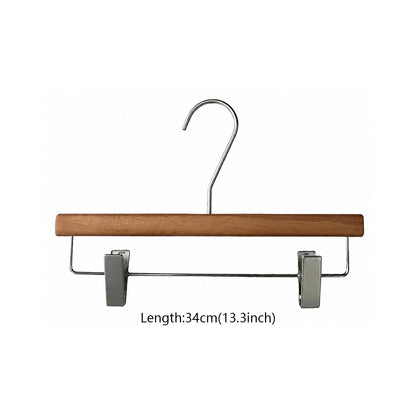 Vintage Walnut Solid Wood Hangers with Clips for Suits and Pants