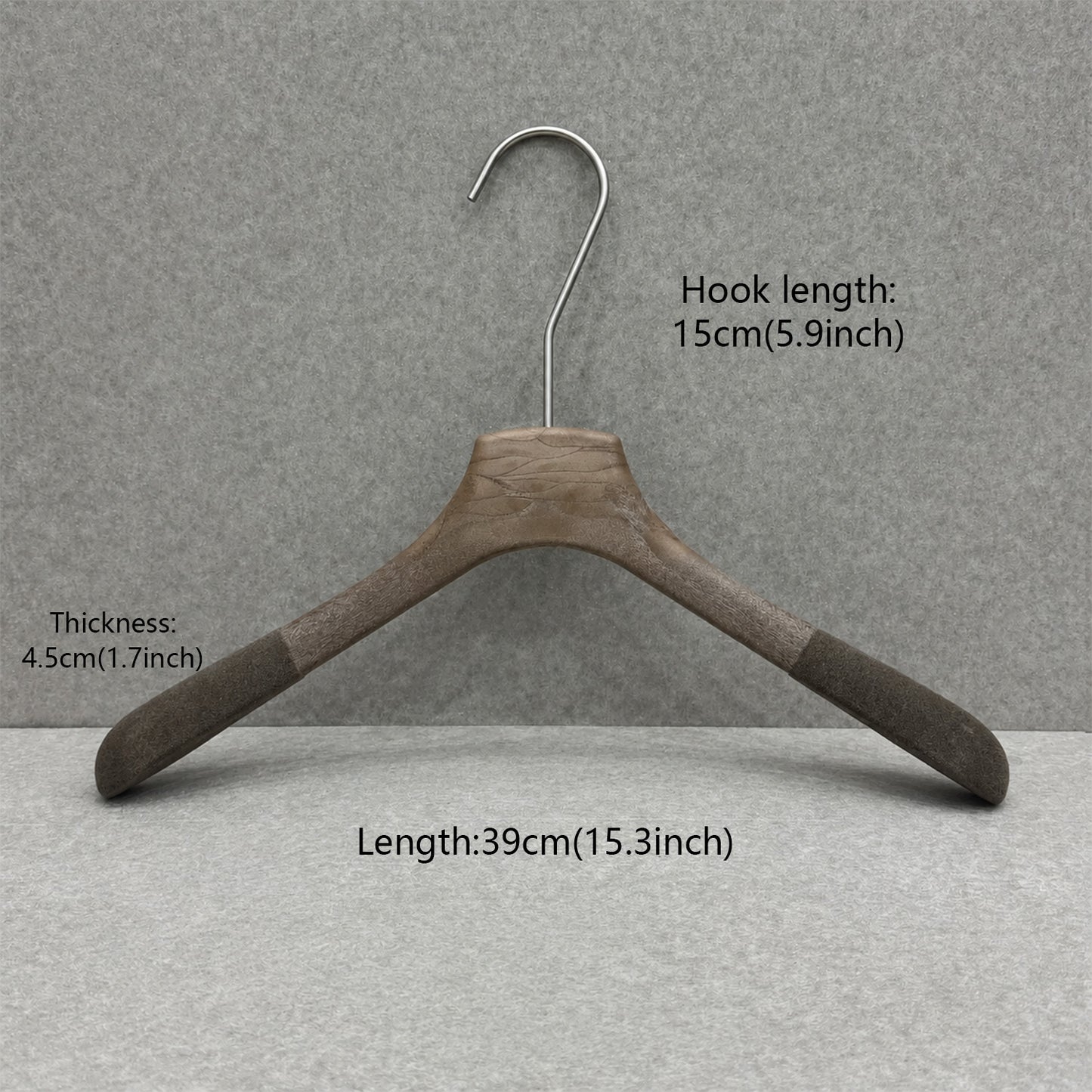 Non-Slip Flocked Resin Woodgrain Hangers for Clothing Stores