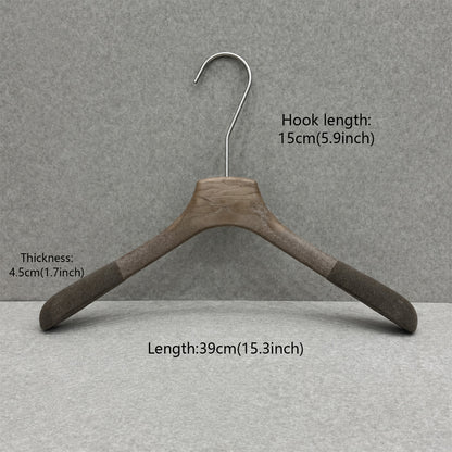 Non-Slip Flocked Resin Woodgrain Hangers for Clothing Stores