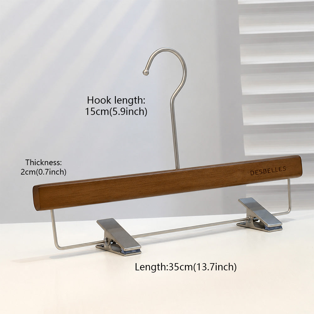 Beech Wood Clothes Hangers with Pants Clips and Custom Logo for Retail
