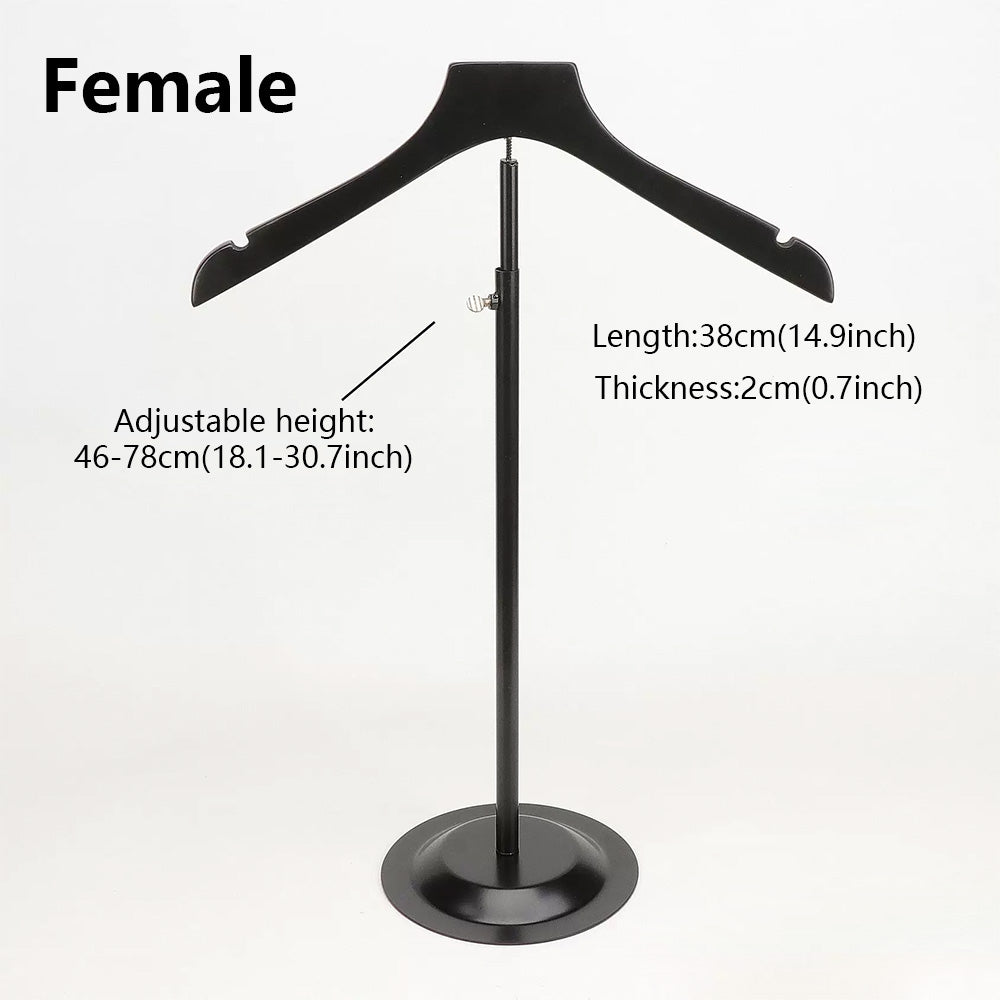 Adjustable Garment Display Stand with Wooden Hanger for Men, Women & Kids