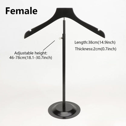 Adjustable Garment Display Stand with Wooden Hanger for Men, Women & Kids