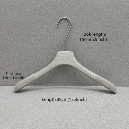 Non-Slip Flocked Resin Woodgrain Hangers for Clothing Stores