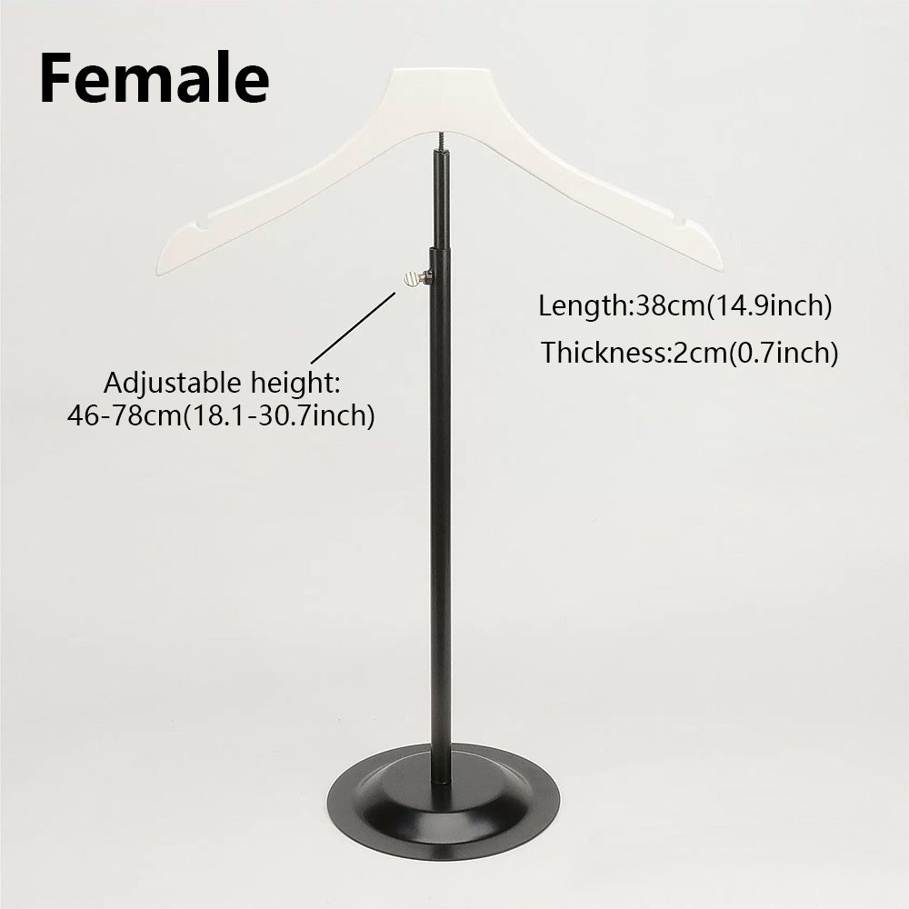 Adjustable Garment Display Stand with Wooden Hanger for Men, Women & Kids