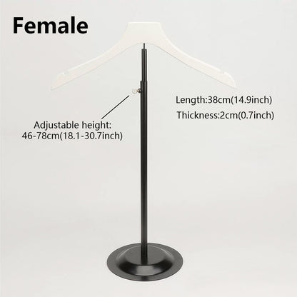 Adjustable Garment Display Stand with Wooden Hanger for Men, Women & Kids