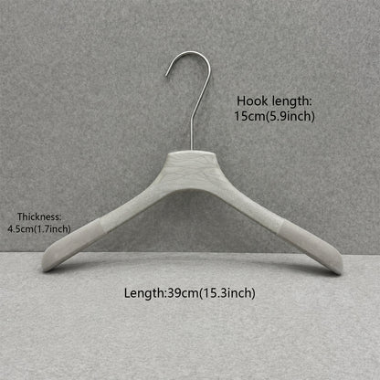 Non-Slip Flocked Resin Woodgrain Hangers for Clothing Stores