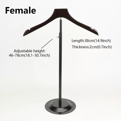 Adjustable Garment Display Stand with Wooden Hanger for Men, Women & Kids