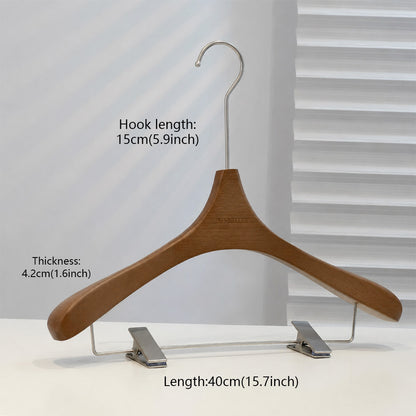 Beech Wood Clothes Hangers with Pants Clips and Custom Logo for Retail