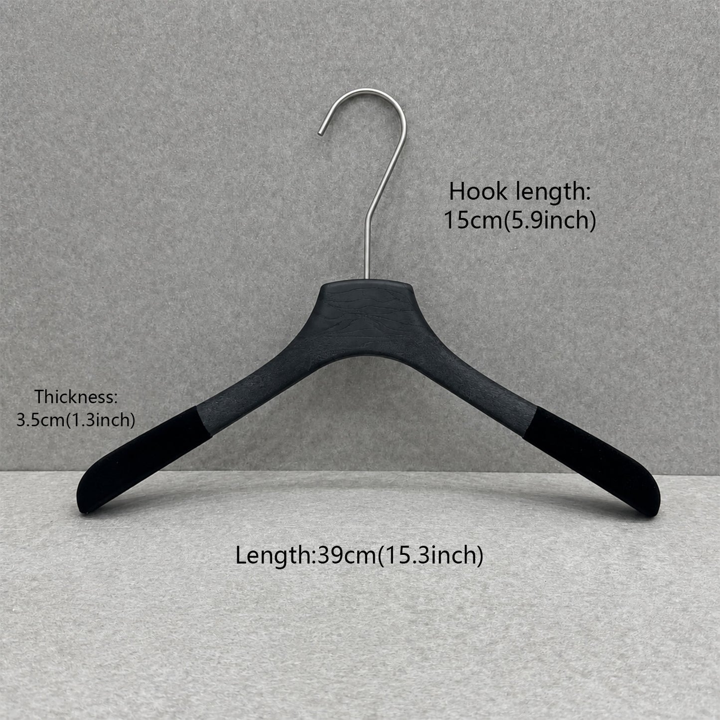 Non-Slip Flocked Resin Woodgrain Hangers for Clothing Stores