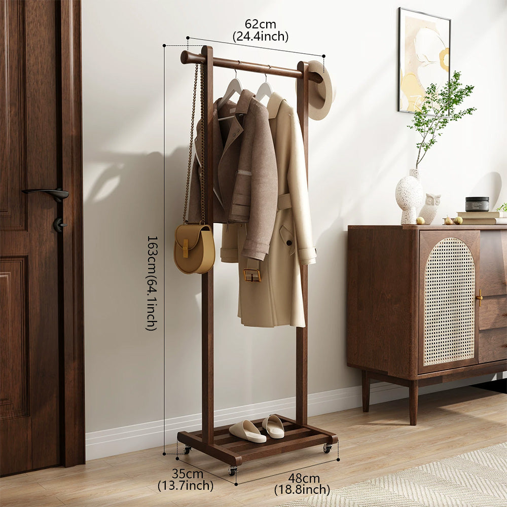 Freestanding Rolling Clothing Rack with Shelf for Bedroom, Entryway & Closet