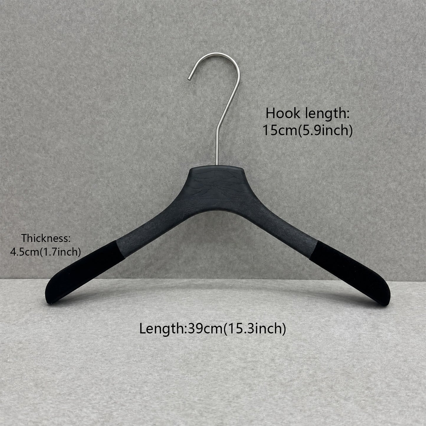Non-Slip Flocked Resin Woodgrain Hangers for Clothing Stores