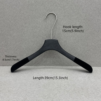Non-Slip Flocked Resin Woodgrain Hangers for Clothing Stores
