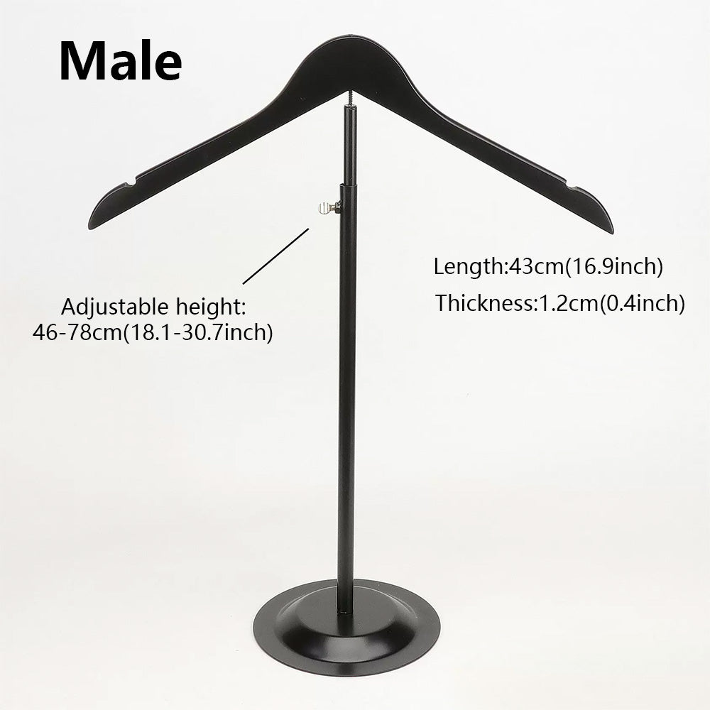 Adjustable Garment Display Stand with Wooden Hanger for Men, Women & Kids