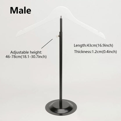 Adjustable Garment Display Stand with Wooden Hanger for Men, Women & Kids