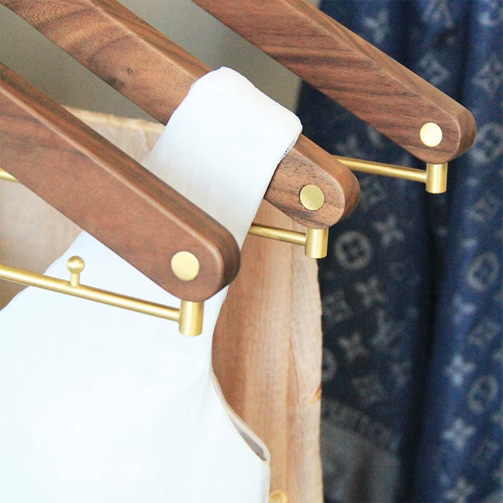 Solid Black Walnut Wood Hangers with Pure Brass Hooks for Suits & Coats