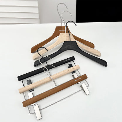 Men's Solid Wood Clothes Hangers | Suit Blazer Trouser Hanger | Walnut Black Natural