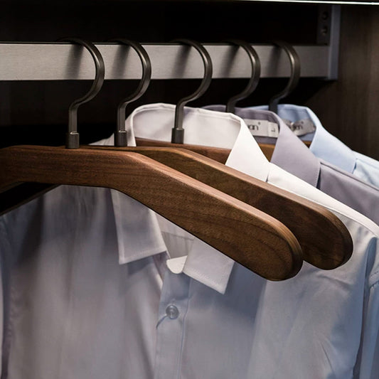 Solid Black Walnut Wooden Hangers for Suits, Pants, Scarves & Handbags