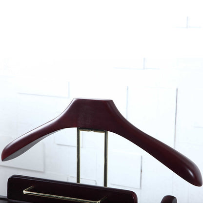 Luxury Solid Wood Suit Valet Stand with Brass Accents – Freestanding Clothes Organizer