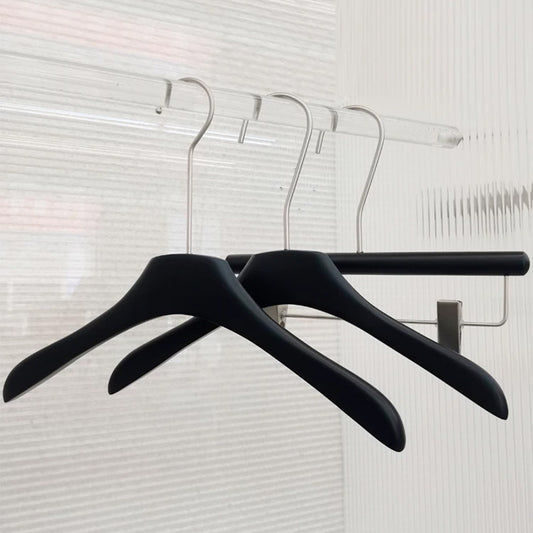 Black Wooden Kids Hangers & Pant Hangers with Adjustable Clips | Custom Logo