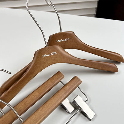 Wholesale Walnut Lacquered Wooden Hangers for Coats, Shirts, Suits & Trousers | OEM Custom