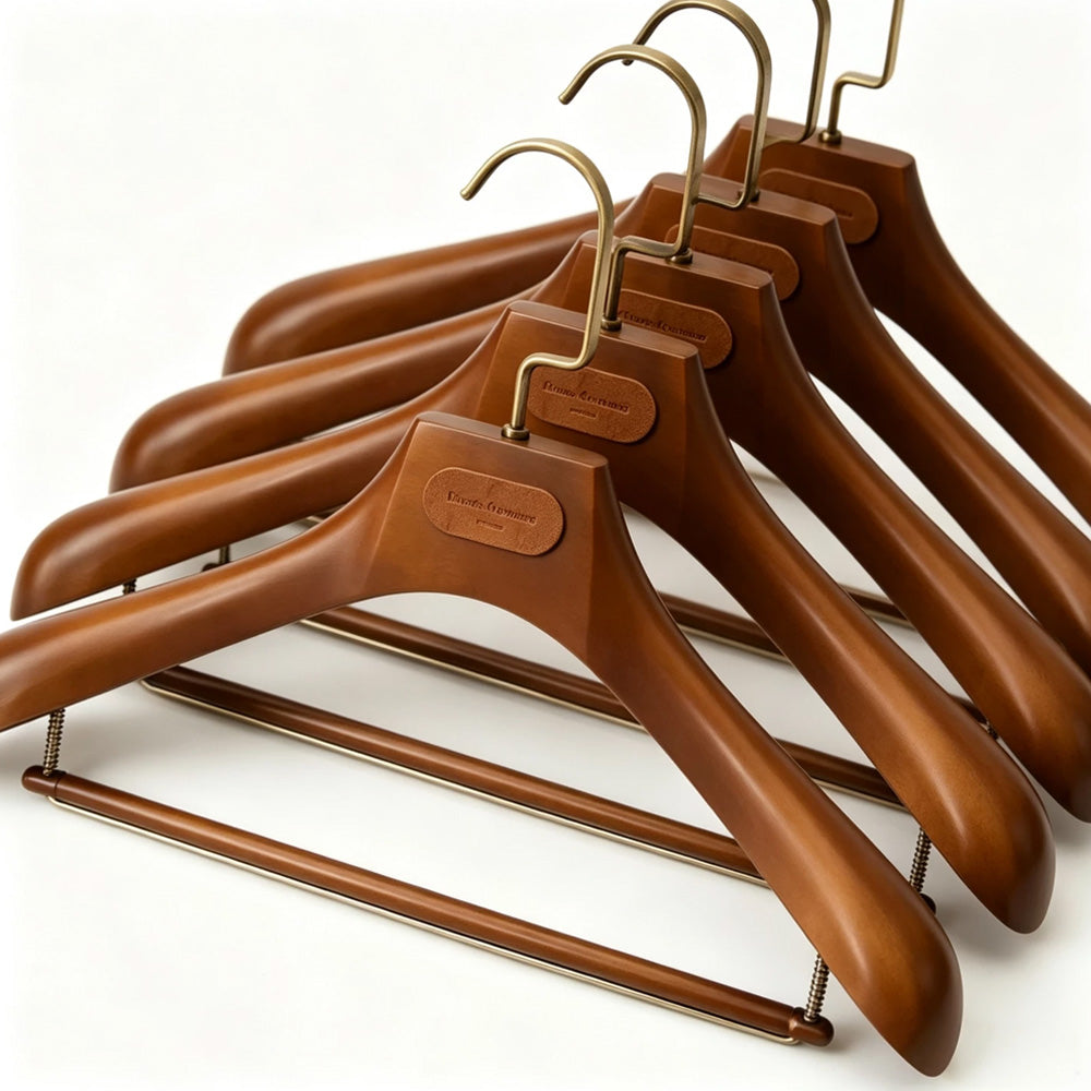 Wholesale Wide Shoulder Plastic Suit Hangers with Trouser Bar | Custom Logo
