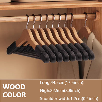 Luxury Wood Hangers for Boutique & Hotel - Non-Slip Velvet Flocked Suit Hangers
