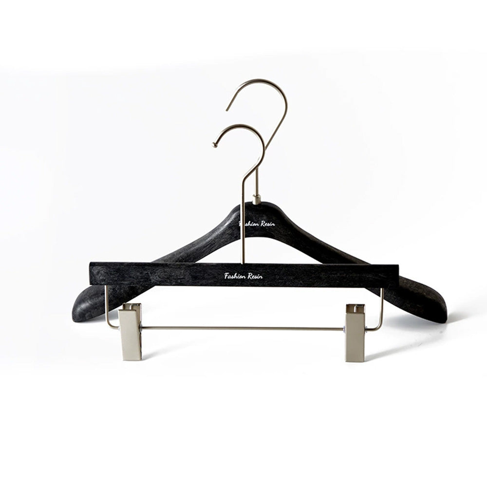 Luxury Matte Black Resin Suit Hanger & Pants Hanger for Men's Wardrobe
