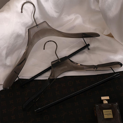 Smoke Gray Acrylic Suit Hanger with Non-Slip Pants Bar