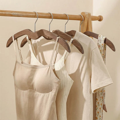 Short-Neck Solid Wood Hanger, M-Shaped Non-Slip Space-Saving Clothes Hanger