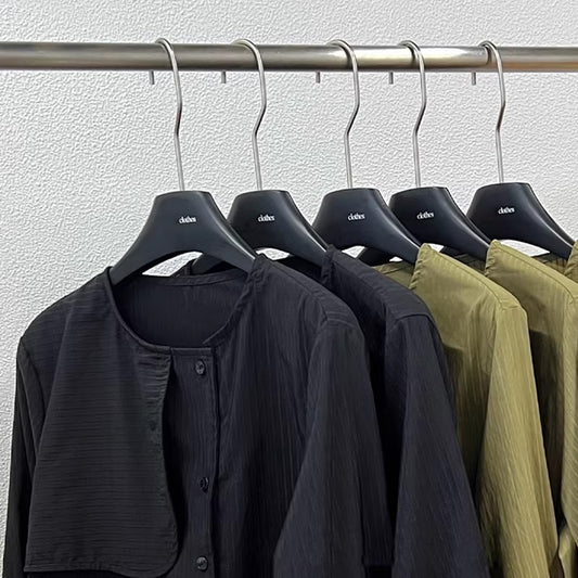 Black Wooden Hangers for Women - Premium Hotel Quality Non-Slip Coat Dress Hanger