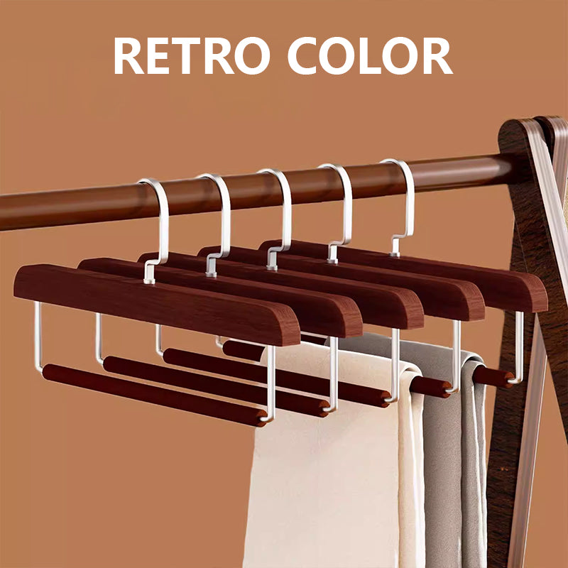Luxury Wood Trouser Hanger - Velvet Anti-Slip Pants Rack for Wrinkle-Free Garment Care