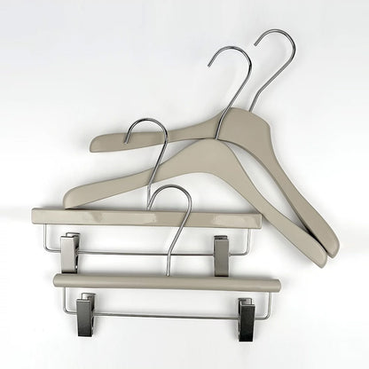 Matte Gray Wooden Hangers Non-Slip | Clothes & Pants Hanger 4 Styles