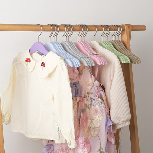 Colored Kids Wooden Hangers with 360° Swivel Hooks | Solid Beech Wood