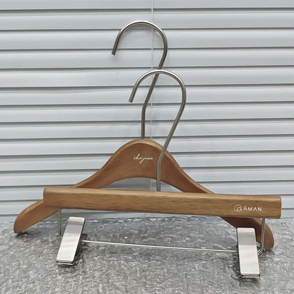 Walnut Oak Children's Hangers Set - Boutique Quality with Logo Customization