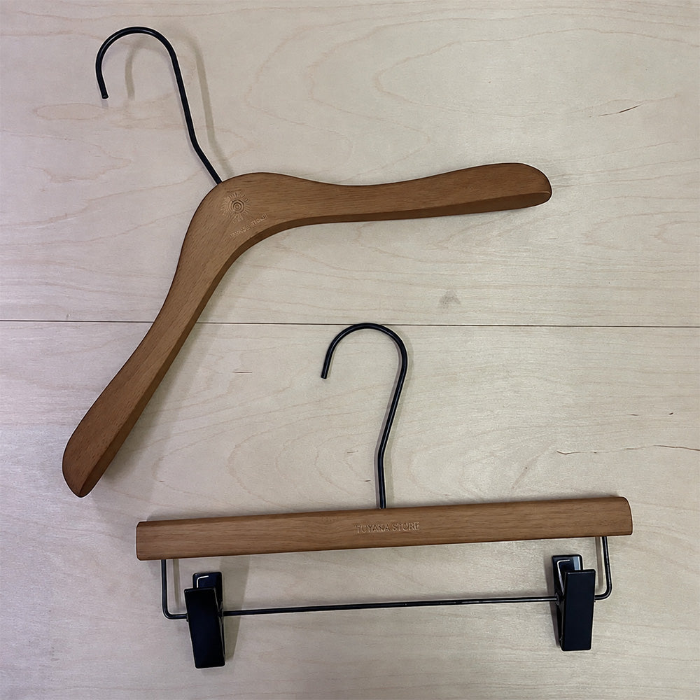 Women’s Walnut Color Solid Wood Hangers & Pants Hangers | Custom Logo Wholesale