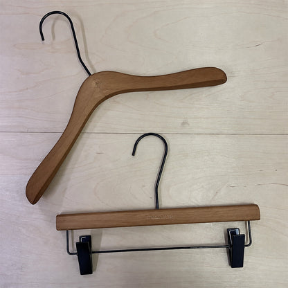 Women’s Walnut Color Solid Wood Hangers & Pants Hangers | Custom Logo Wholesale