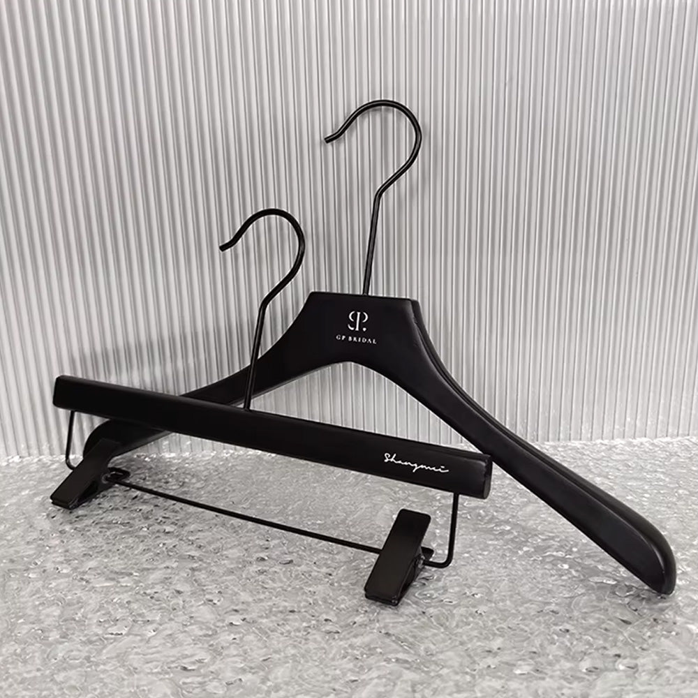 Premium Black Wood Hangers Non-Slip Luxury Hotel Hangers for Suits - thegarmenthanger