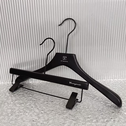 Premium Black Wood Hangers Non-Slip Luxury Hotel Hangers for Suits - thegarmenthanger