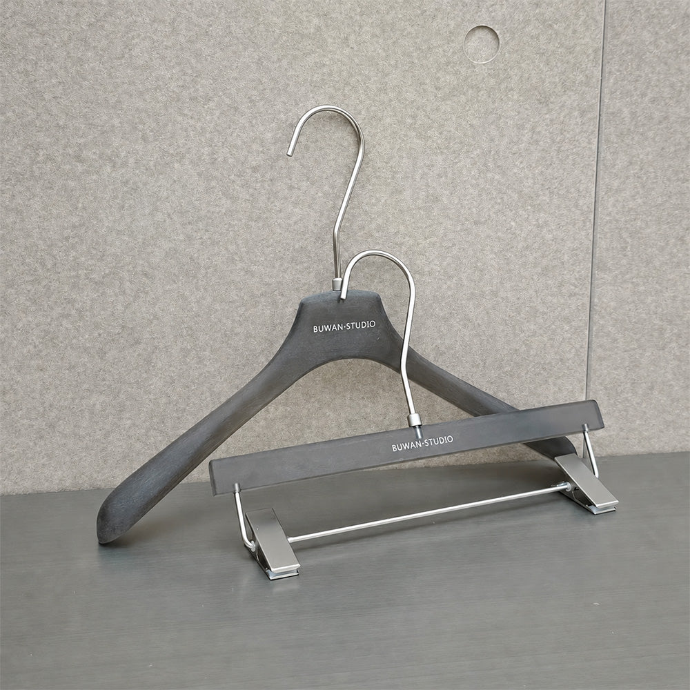 Matte Black Acrylic Hangers for Women with Clips | Custom Logo, 50 PCS