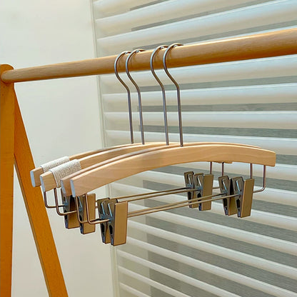Wood Hanger Pants Clips for Women | Long Hook | No-Mark | Gold Silver Black