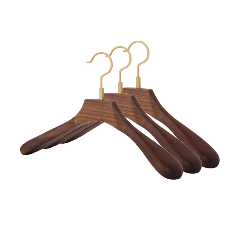 Premium Black Walnut Wood Hangers - Hotel Quality Non-Slip Wide Shoulder Coat Hangers