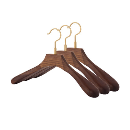 Premium Black Walnut Wood Hangers - Hotel Quality Non-Slip Wide Shoulder Coat Hangers