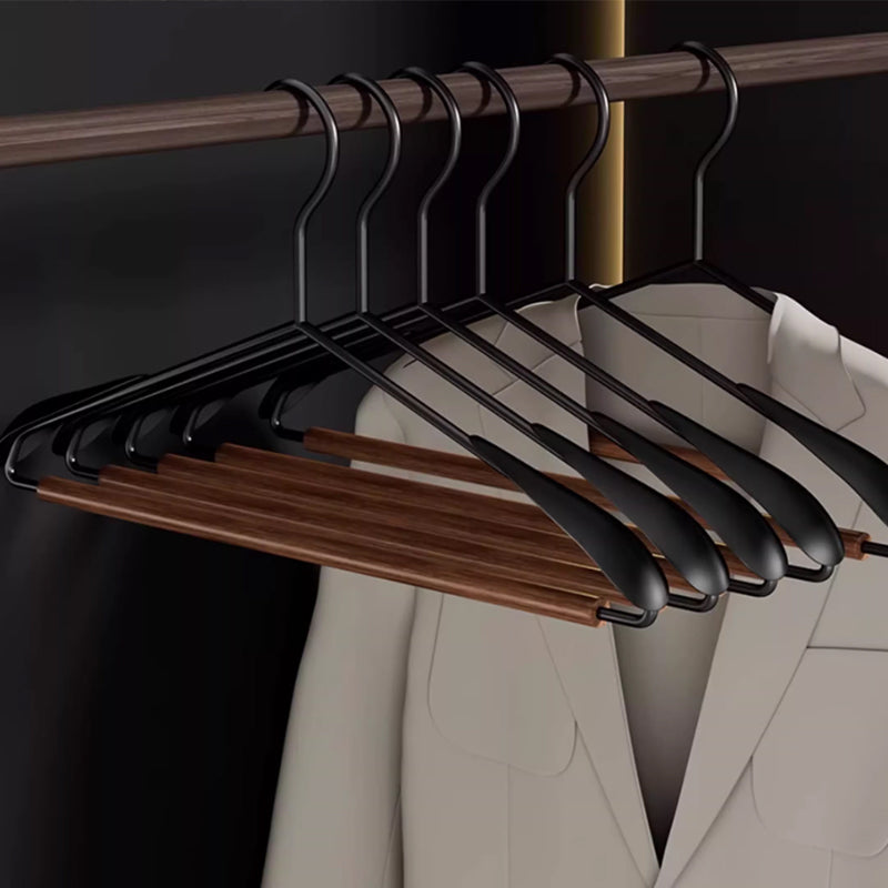 Solid Beech Wood Hangers Iron Hook - Luxury Wide Shoulder Hangers Hotel & Retail