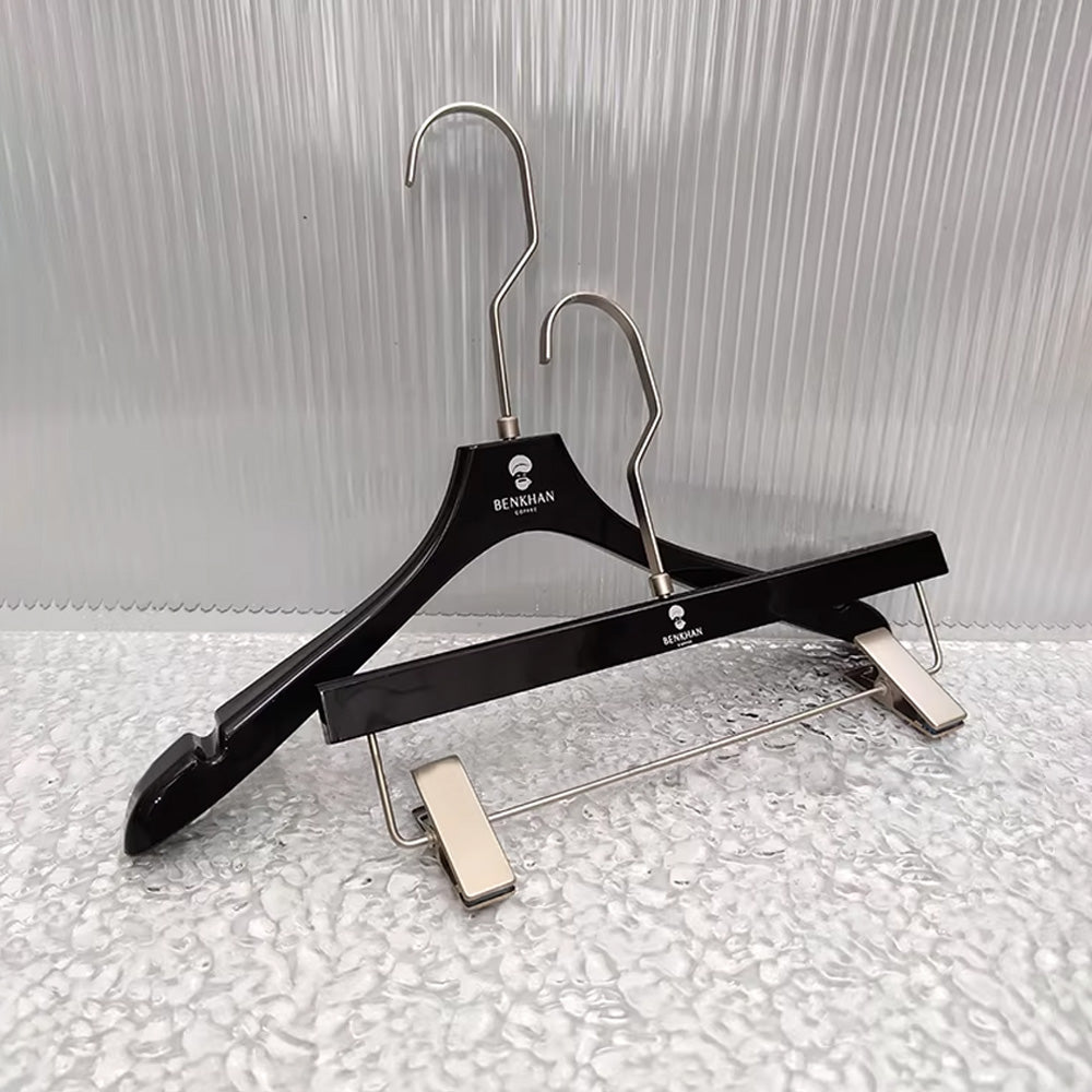 Black Acrylic Hangers with Clips – Premium Closet & Boutique Display Organizer