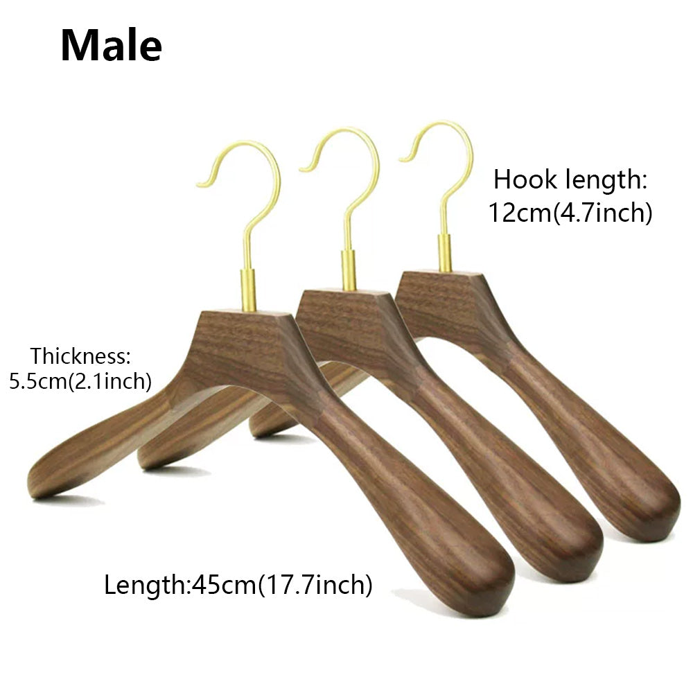 Premium Black Walnut Wood Hangers - Hotel Quality Non-Slip Wide Shoulder Coat Hangers